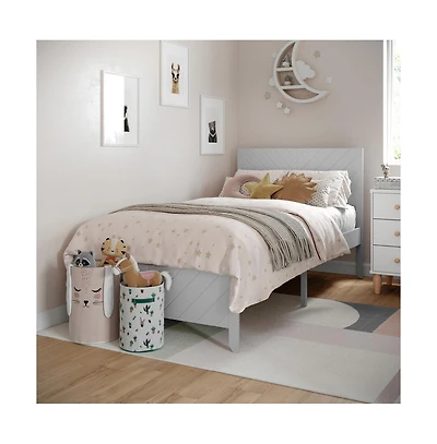 Buzz & Bloom Platform Bed Frame with Chevron Headboard and Footboard Wood Slat Foundation