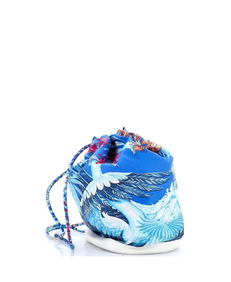 Pre-Owned HERMES Medium Soie Cool Handbag Printed Silk and Calfskin
