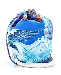 Pre-Owned HERMES Medium Soie Cool Handbag Printed Silk and Calfskin