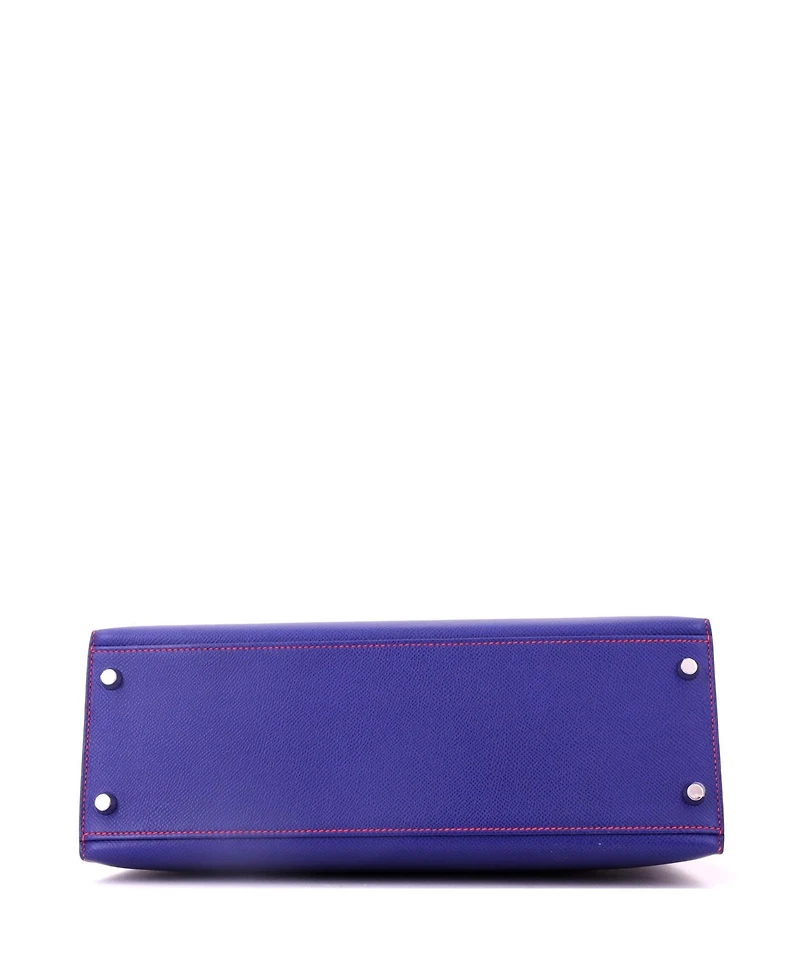 Pre-Owned HERMES Kelly 32 Handbag Bicolor Epsom with Brushed Palladium Hardware