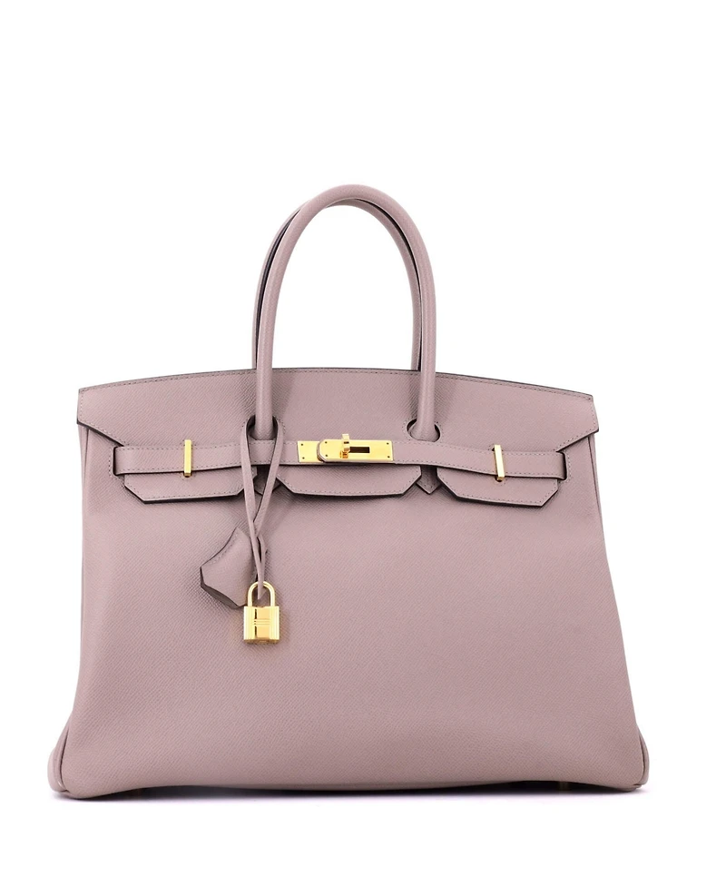 Pre-Owned HERMES Birkin 35 Handbag Grey Epsom with Gold Hardware