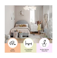 Buzz & Bloom Platform Bed Frame with Curved Headboard and Wood Slat Foundation