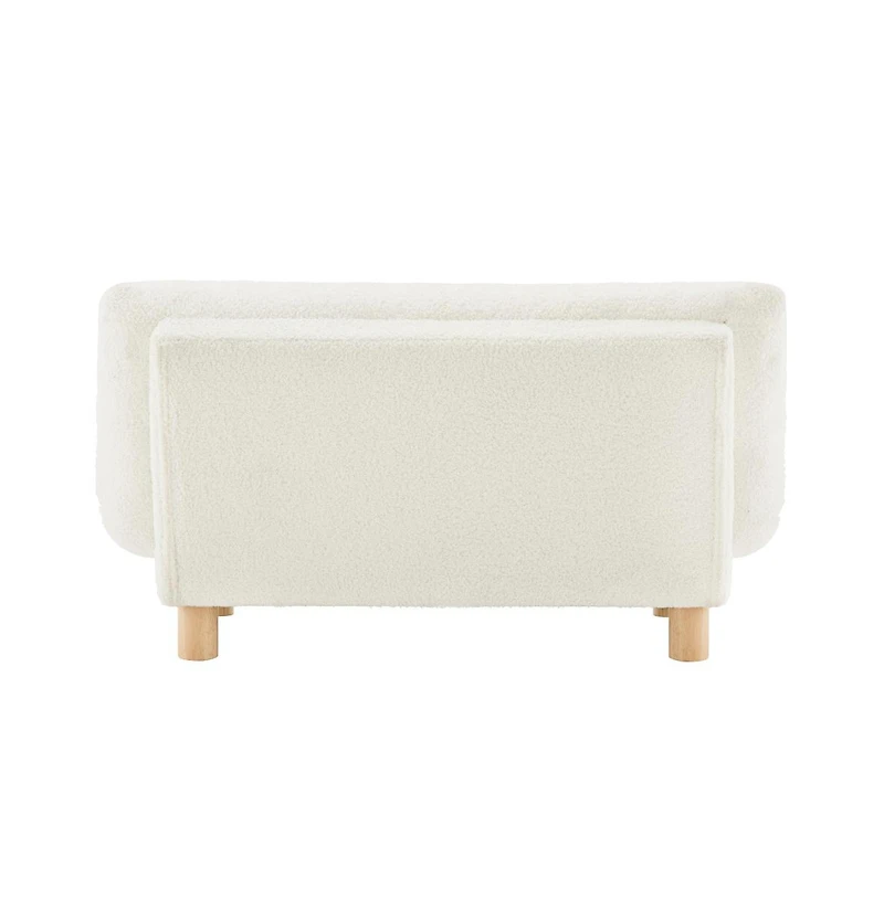 Buzz & Bloom Upholstered Cushioned Kids Couch with Tufted Seat and Back, Wood Legs