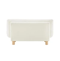 Buzz & Bloom Upholstered Cushioned Kids Couch with Tufted Seat and Back, Wood Legs