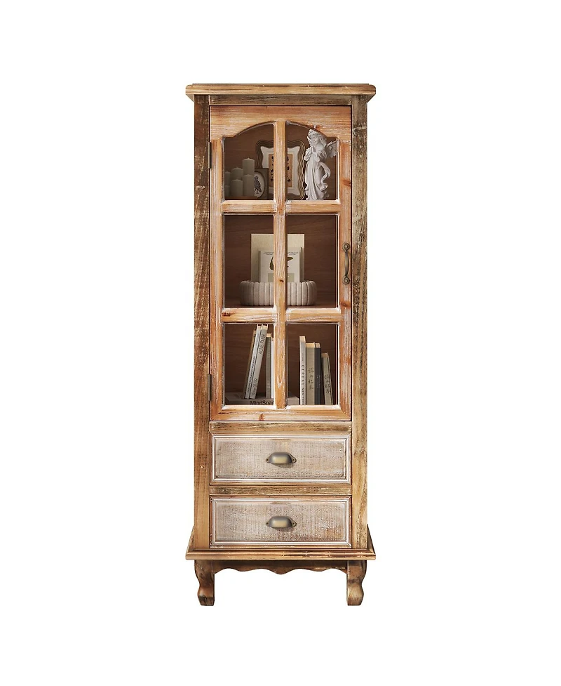Streamdale Furniture Rustic Wooden Storage Cabinet with Cutout Door and 3 Drawers