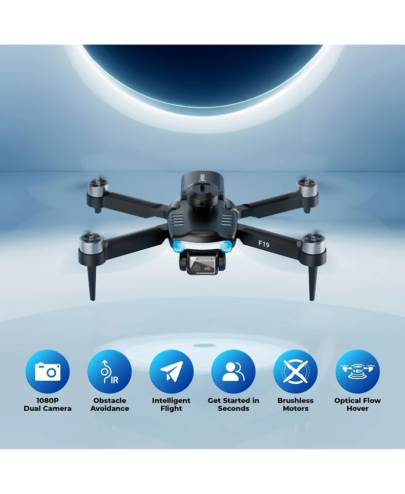 Contixo F19 Arvo Foldable Drone with 1080P Hd Camera, Fpv, Obstacle Avoidance, 2 Batteries, Brushless Motors and Led Lights