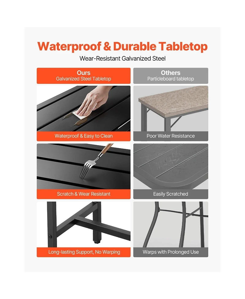 Cozito Outdoor Bar Table, 47 x 15 x 39 inches Counter Height Patio Dining Table