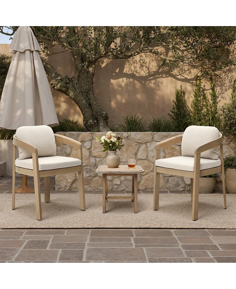 LuxenHome Acacia Patio Chair with Cushions, Durable and Stylish Outdoor Seating