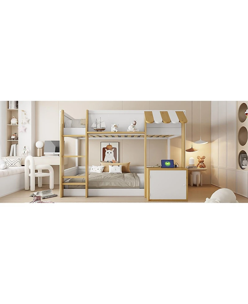 Streamdale Furniture Bunk Bed with Desk, Storage, Ladder and Usb Ports