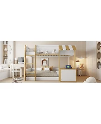 Streamdale Furniture Bunk Bed with Desk, Storage, Ladder and Usb Ports