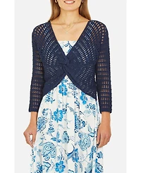 Yumi Women's Crochet Cotton Twisted Bolero Cardigan