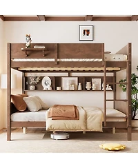 Streamdale Furniture Solid Wood Bunk Bed with Storage Shelves