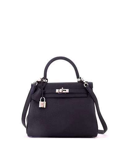 Pre-Owned HERMES Kelly 25 Handbag Black Togo with Palladium Hardware