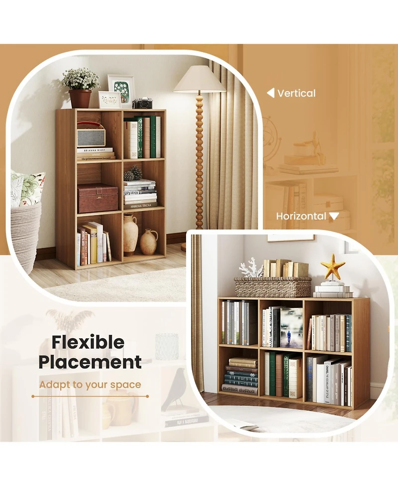 Slickblue Modern 6-Cube Organizer Bookcase with Anti-Tip Hardware
