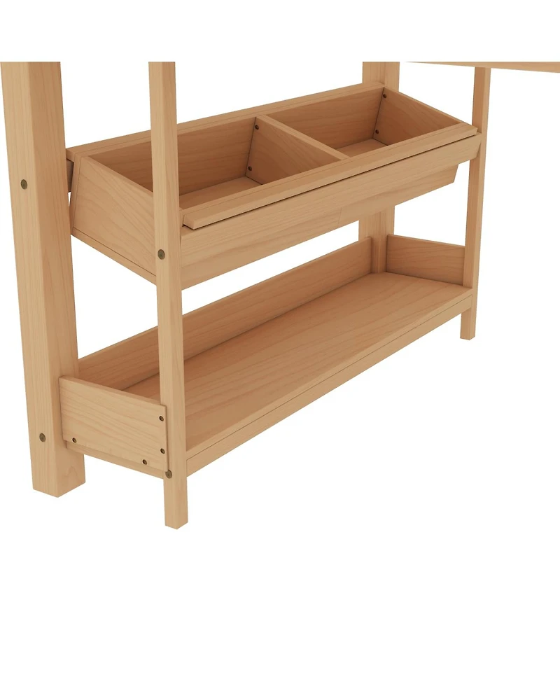 Streamdale Furniture Solid Wood Low Loft Bed with Desk, Storage, and Blackboard