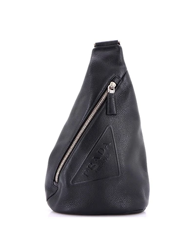 Pre-Owned Prada Triangle Logo Sling Bag Leather