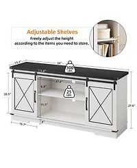 gaomon Tv Stand for 65 Inches with Sliding Barn Doors Adjustable Shelf Storage Cabinet Entertainment Center