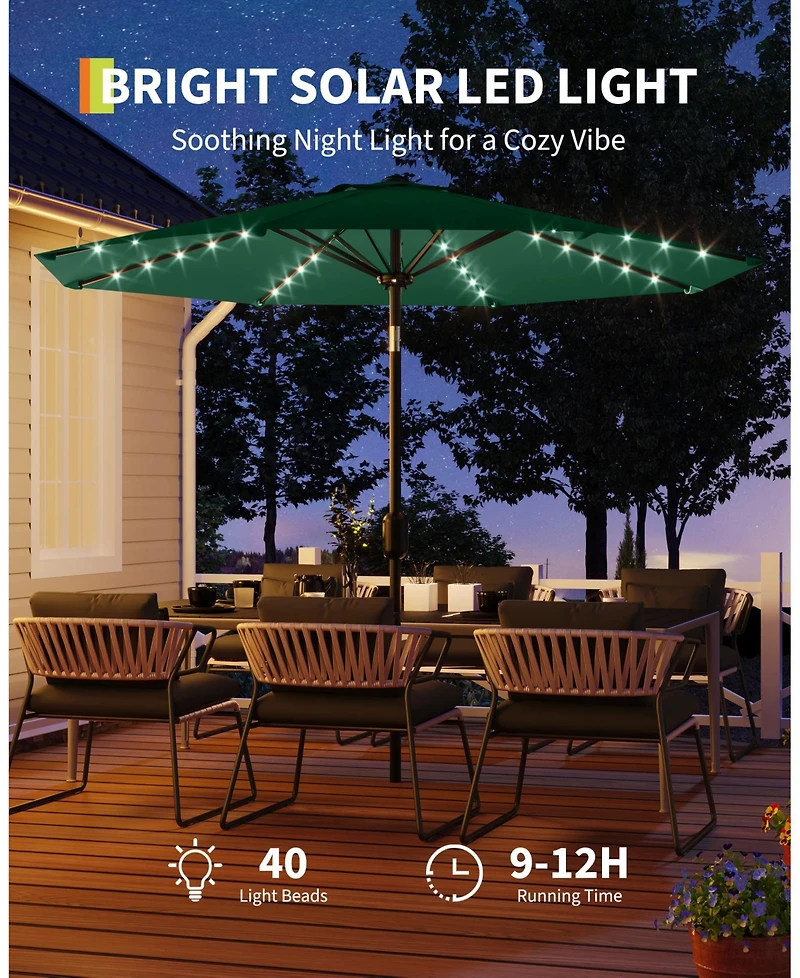 gaomon 10feet Outdoor Patio Umbrella, Table Umbrella with Solar Lights for Yard, Deck,