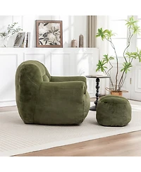 Streamdale Furniture Comfy Faux Fur Bean Bag Chair with Footstool