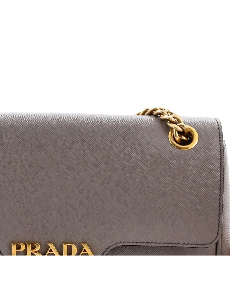 Pre-Owned Prada Small Pattina Flap Shoulder Bag Saffiano Leather