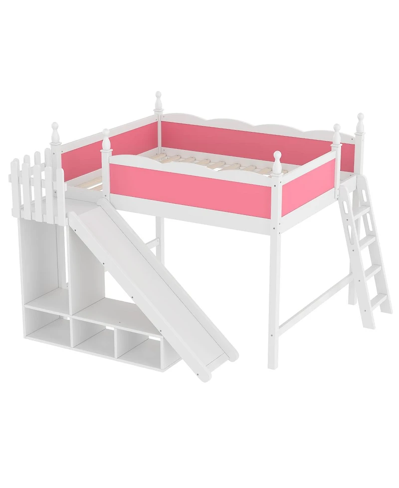 Streamdale Furniture Loft Bed with Storage, Wardrobe, Slide, and Ladder