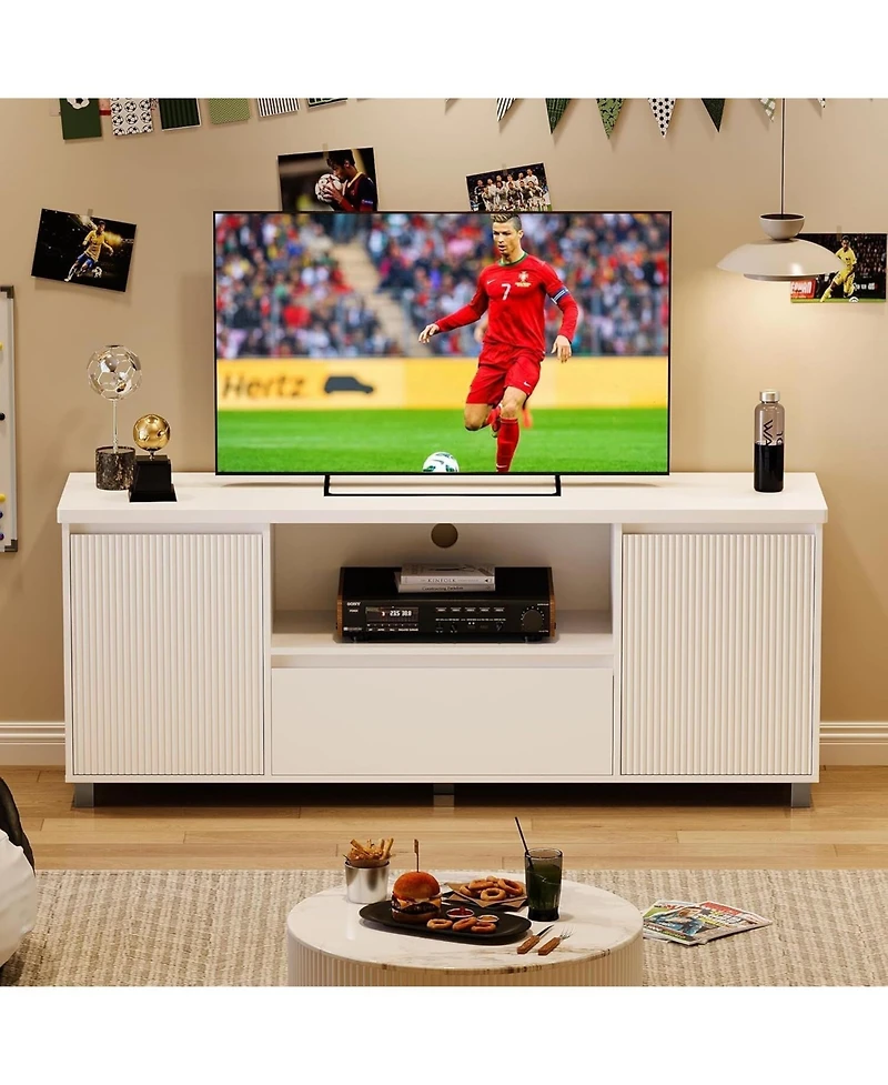 gaomon Tv Stand for Living Room Tv Console with Drawer and 2 Cabinets Tv Media Console Cabinet for Living Room and Bedroom simple change to inches