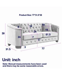 Streamdale Furniture Modern Chesterfield Velvet Sofa, Tufted