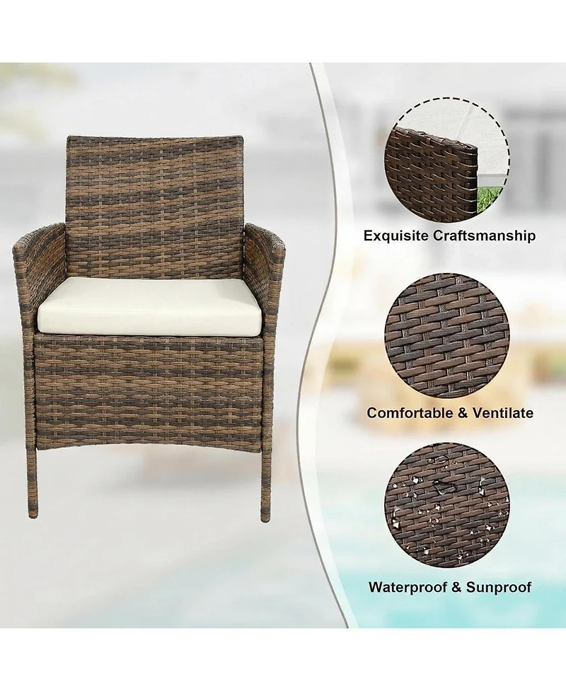 gaomon 3-Piece Wicker Bistro Set with Glass Table