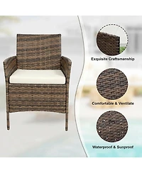 gaomon 3-Piece Wicker Bistro Set with Glass Table