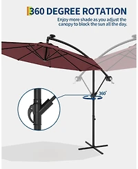 gaomon 10feet Outdoor 360degree(s) Rotation Offset Patio Umbrella with Base, Sun Protection for Deck, Poolside, Backyard
