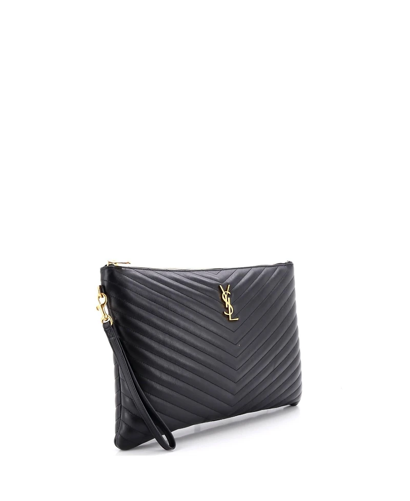 Pre-Owned Saint Laurent Large Puffy Zip Pouch Patent
