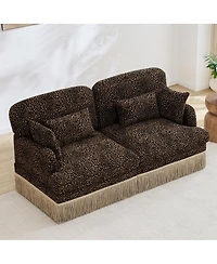 Streamdale Furniture Comfy Chenille Leopard Loveseat Sofa with Tassels