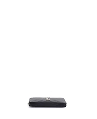 Pre-Owned Saint Laurent Classic Monogram Zip Around Wallet Matelasse Chevron Leather