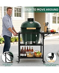 Streamdale Furniture Heavy Duty Metal Grill Cart for Large Big Egg with Storage and Wheels