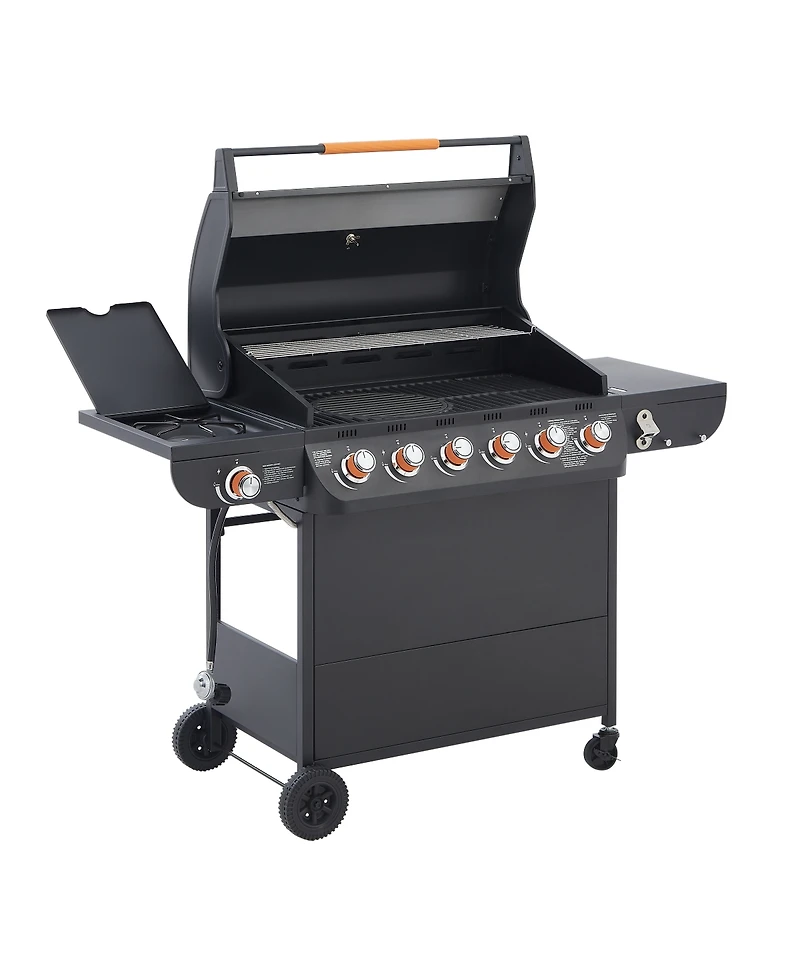 Streamdale Furniture 6-Burner Stainless Steel Propane Gas Bbq Grill with Side Burner
