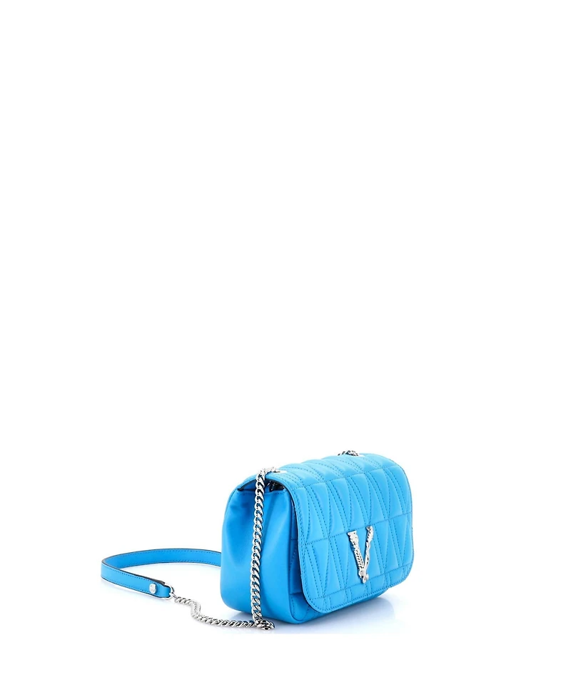 Pre-Owned Versace Mini Virtus Chain Flap Shoulder Bag Quilted Leather