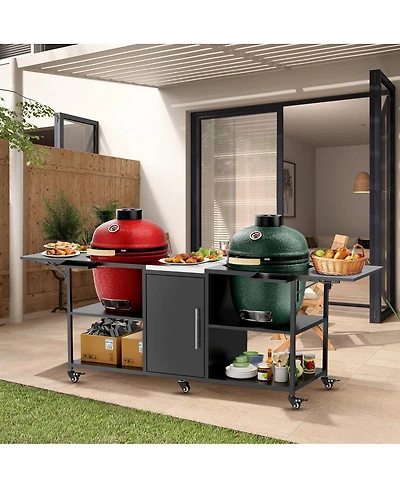 Streamdale Furniture Outdoor Grill Cart for Two Large Big Egg or Kamado Joe Grills