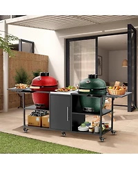 Streamdale Furniture Outdoor Grill Cart for Two Large Big Egg or Kamado Joe Grills