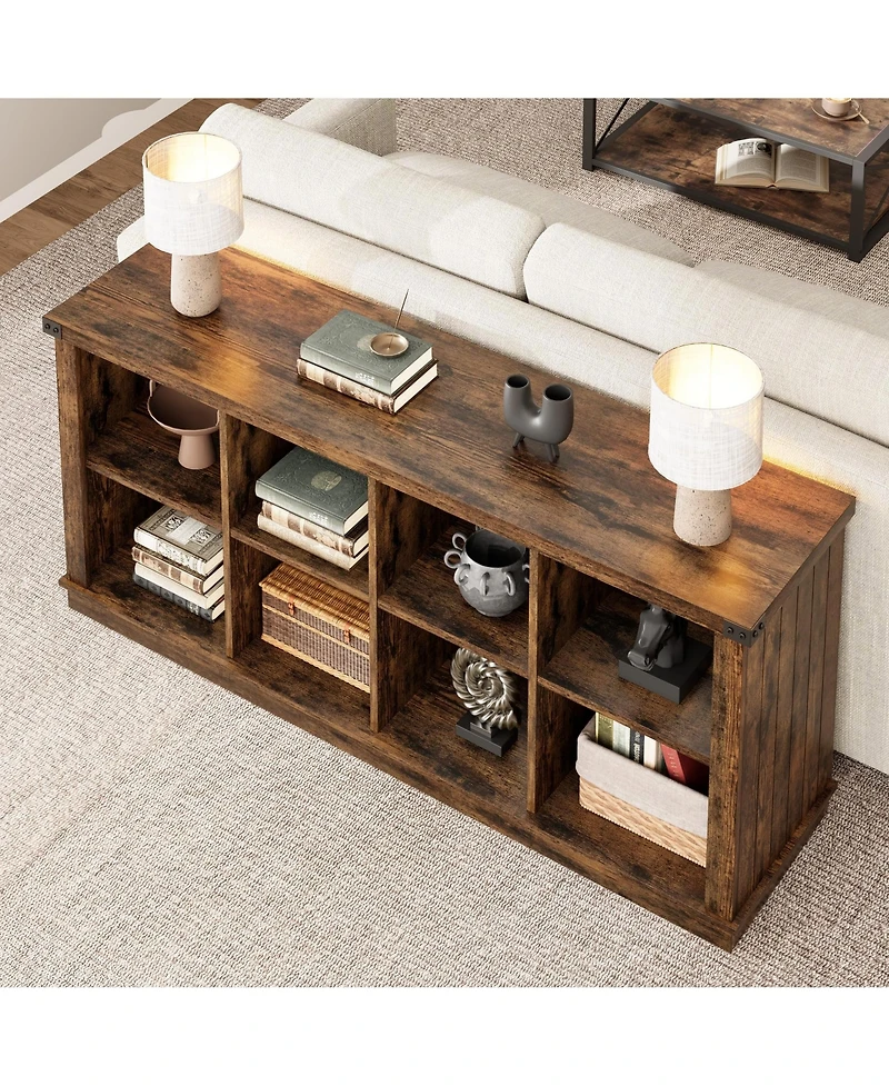 gaomon 8 Cube Storage Organizer Bookshelf, Farmhouse Horizontal Bookcase
