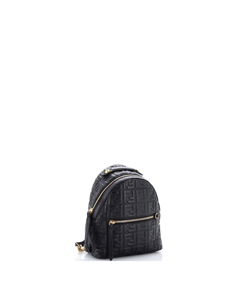 Pre-Owned Fendi Mini By The Way Backpack Zucca Embossed Leather
