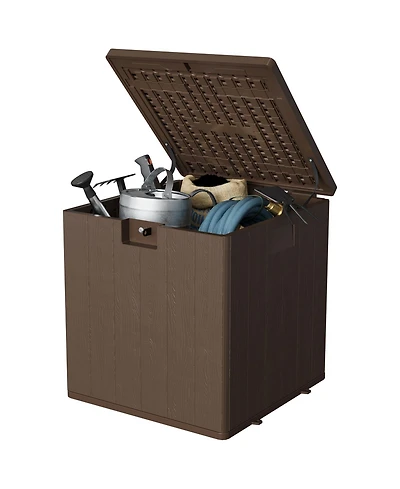 GarveeLife 80 Gallon Resin Deck Box Waterproof Weather Resistant Outdoor Storage Container with Lockable Lid Handles Heavy Duty 350 Lb Capacity