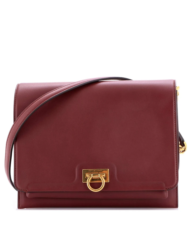 Pre-Owned Salvatore Ferragamo Medium Trifolio Flap Bag Leather