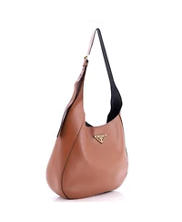 Pre-Owned Prada Large Triangle Logo Curved Hobo City Calf
