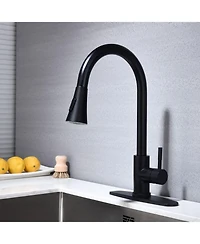 Phying High Arc Single Handle Kitchen Sink Faucet Single Level Stainless Steel Pull down Sprayer Faucet Brushed Nickel Finish