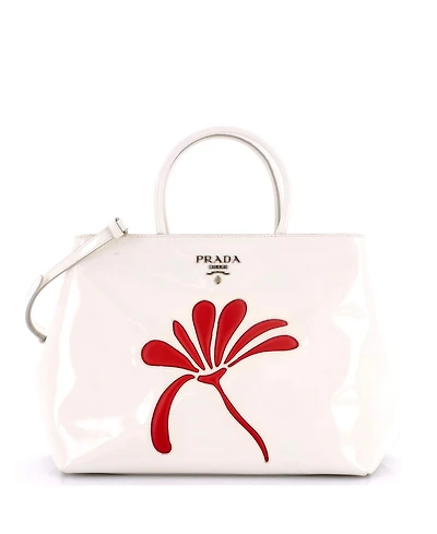Pre-Owned Prada Medium Flowers Convertible Open Tote Spazzolato Leather