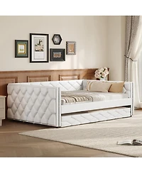 Streamdale Furniture Upholstered Daybed with Trundle and Led