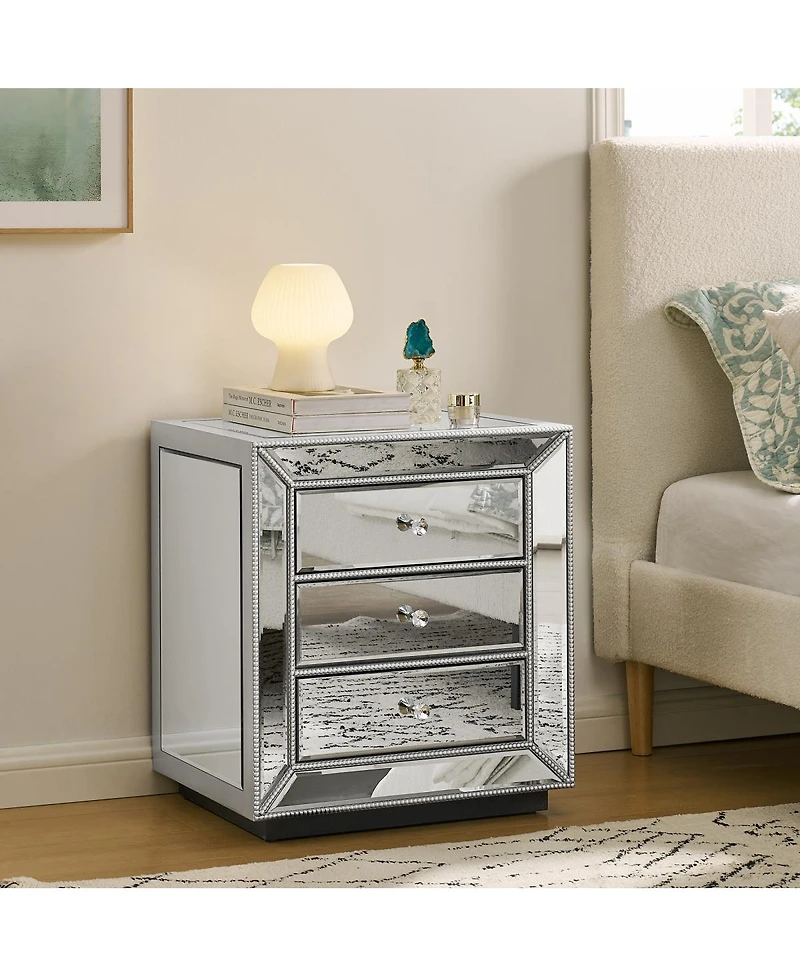 Streamdale Furniture Three drawer cabinet with bead mirror finish