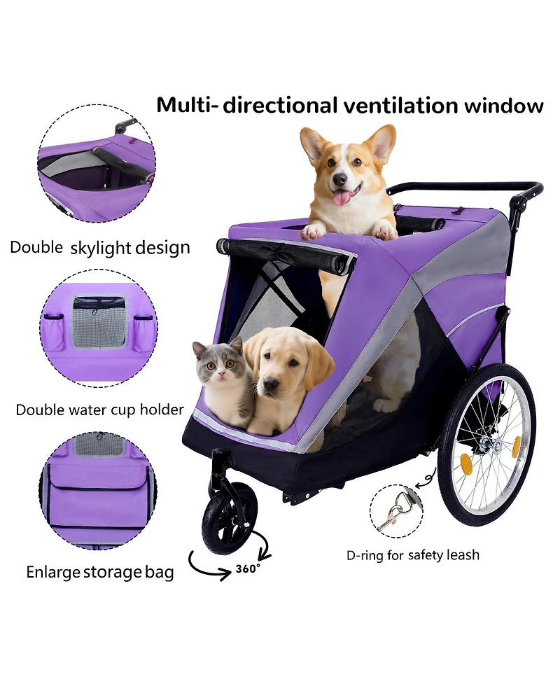 Streamdale Furniture 2 in 1 Pet Bike Trailer and Stroller Holds Up to 100 lbs