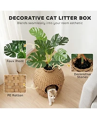 PawHut Hidden Cat Litter Box Enclosure Decorative Rat Cat Litter Box
