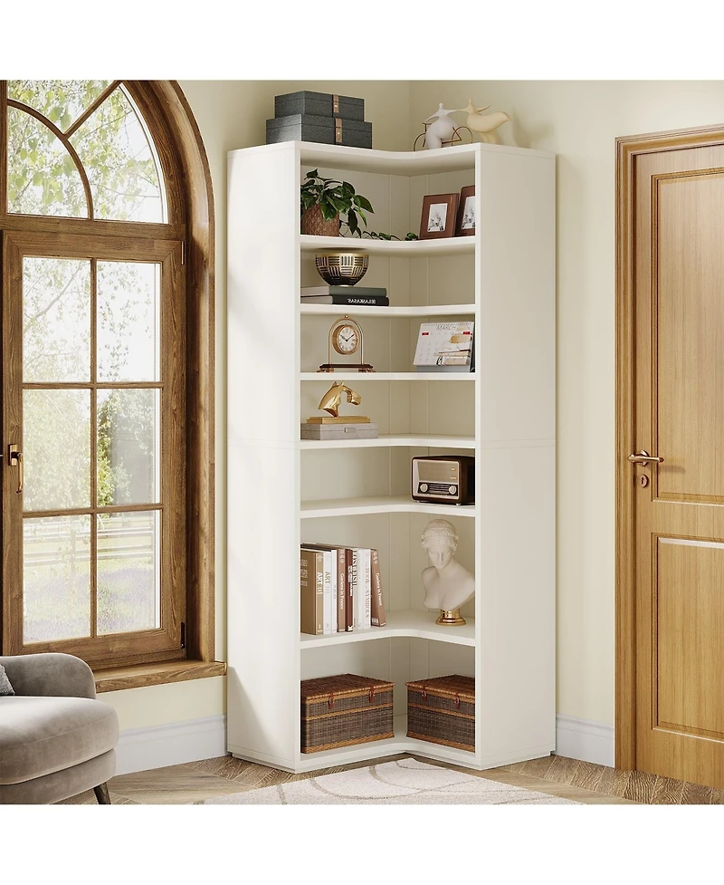 Slickblue L Shaped Corner Bookcase with 9 Tier Storage and Display Shelves